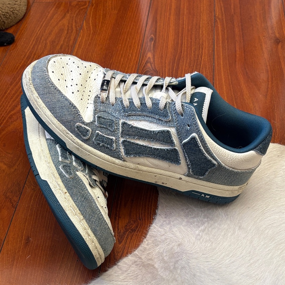 AMIRI Blue and White Denim Sneakers